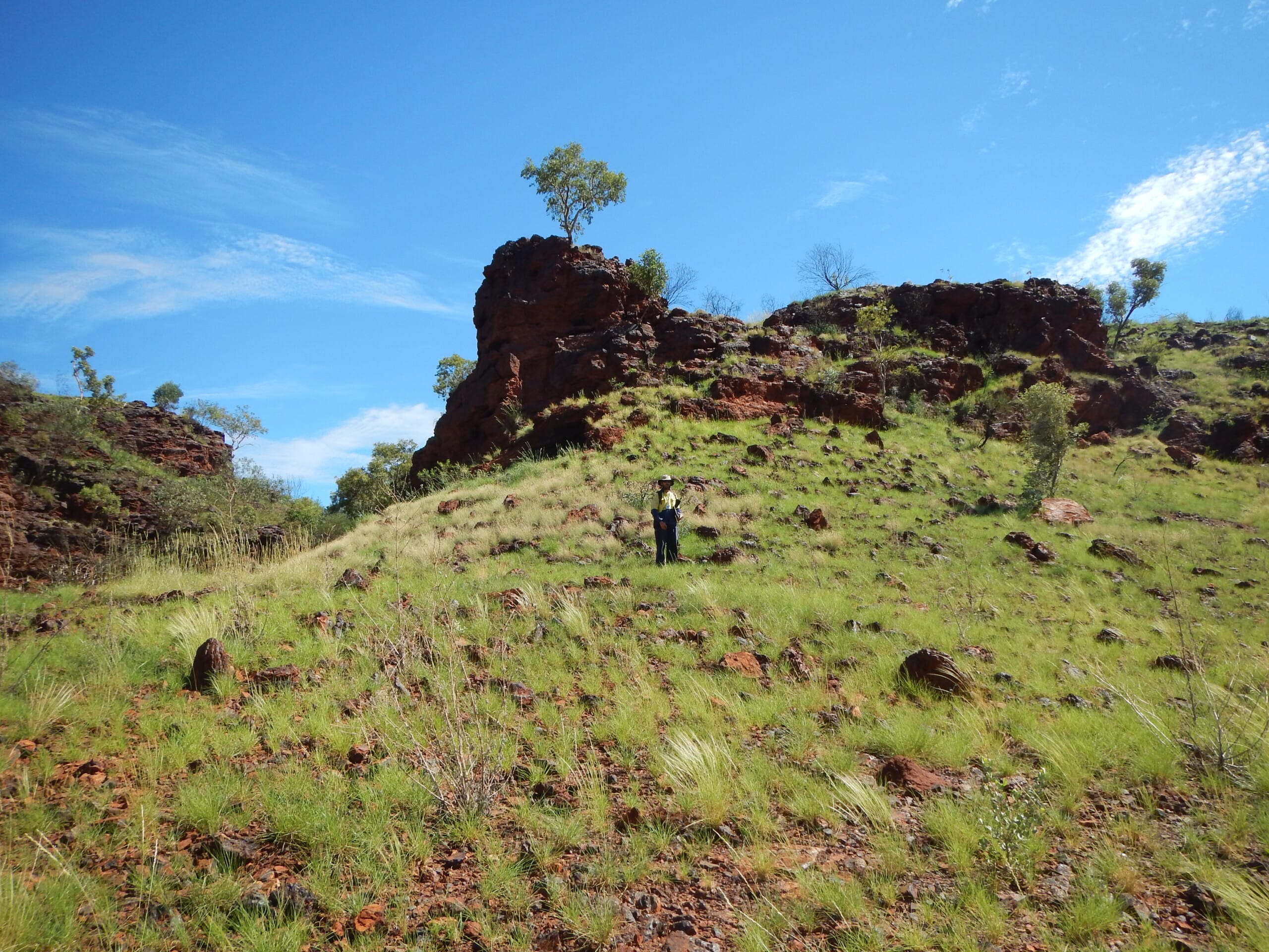 echoes team member at base of rocky hill