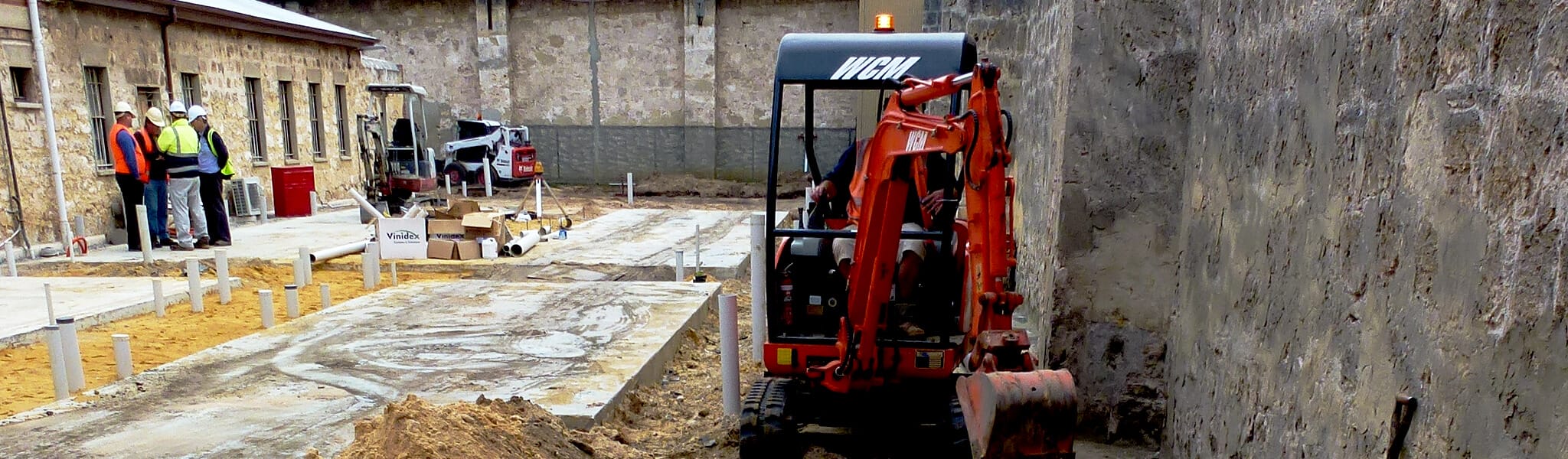 construction site with excavator fremantle prison