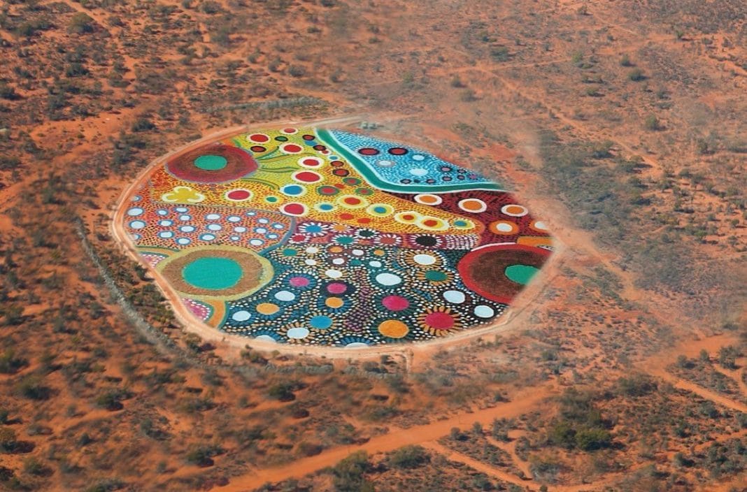 Colorful aerial art in desert