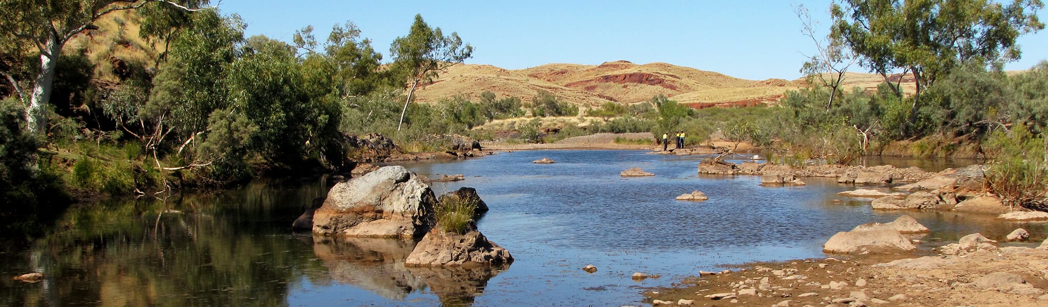 River and workers in outback rutila rail corridor